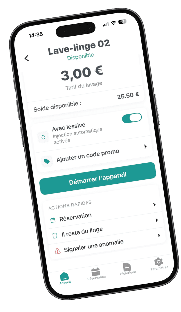 LavriPay mobile : tarif, solde et démarrage d’un lave-linge